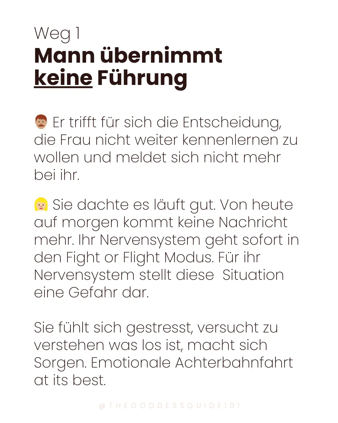 Wie verhält sich ein richtiger Mann. Beispiel 1: Wenn der Mann keine Führung übernimmt.